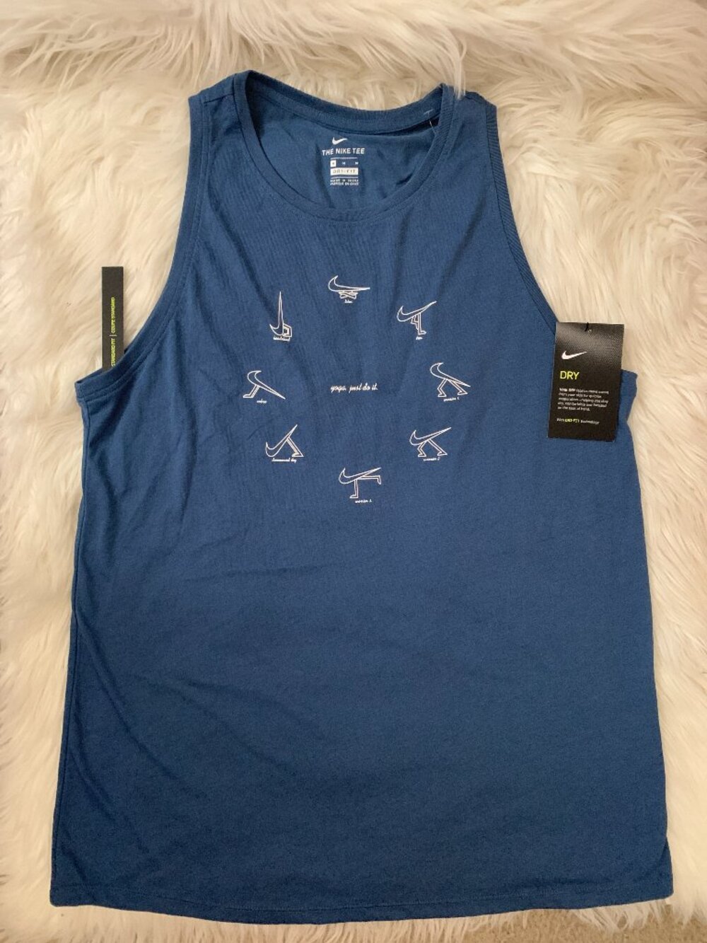 NIKE Yoga Just Do It Tank Top in Dusty Blue Sz MEDIUM